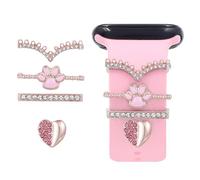 EUYKQNOI 4 Pièces Breloques de Bracelet de Montre Charms pour Bracelet Smartwatch 21mm Watch Bracelet Charm 4 Modèles Diamant Scintillant Breloques de Bande de Montre pour Apple Watch