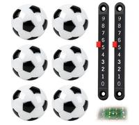 EUYKQNOI 6 Ballons de Table Baby-Foot + 2 compteurs, 23mm balle babyfoot Balles de Table Baby Foot,Mini Ballons de Baby-Foot, Jeu de Société de Football pour Adultes,Noir et Blanc