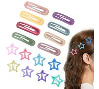 EUYKQNOI 8 Pièces barrette cheveux fille Barrette Grandes Pinces à Cheveux Snap en Métal Barrettes à Cheveux Antidérapantes 7 cm,Avec 8 barrettes colorées en forme d'étoile à cinq branches