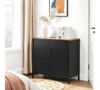 Euziel Armoire de rangement en métal à double porte - 40 x 80 x 76 cm - Marron vintage/noir