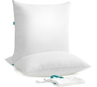 Euziel Oreiller SONGMICS 80 x 80 cm, garnissage 1500 g, surface en tissu polyester brossé doux, coussin, lavable en machine à 60°, avec sac de rangement, blanc nuage