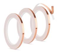 EUZOIX 3 Pcs Feuille De Cuivre Bande (20M X 6Mm) Pour Guitare Et Emi Shielding, Emi Blindage Ruban Adhésif, Répulsifs Slug, Vitrail, Artisanat, Réparation Électrique, Mise À La Terre-Adhésif Conducte