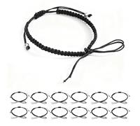 EUZOIX Lot De 12 Bracelets Tressés À La Main Adjustables, Bracelet Élastique Noir Porte-Bonheur Pour Homme, Bracelet De Protection Et Motivation, Cadeau Tendance Et Unique Pour Tous