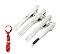 EUZOIX Lot De 4 Pinces À Cravate Classiques Argentées Pour Homme, Pour Cravates Régulières, Pour Mariage, Anniversaire De Mariage, Affaires, Design Tendance Professionnel, 4 Styles