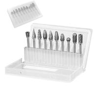 EUZUXU 10 Pièces Jeu de Fraises en Carbure de Tungstène, Fraises Rotatives pour Outils électriques, Double Coupe Tige 3mm Tête 6mm, pour la Découpe du Bois, le Perçage, la Gravure