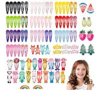 EUZUXU 100 Pièces Barettes Cheveux Fille, Pinces à Cheveux Colorées, Impression en Métal, pour Filles et Enfants, pour Fête d'anniversaire