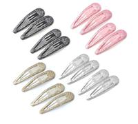 EUZUXU 16 Pièces Barettes Cheveux, Enfant Barrettes à Cheveux en Métal, Snap Barettes BB, Briller Clips à Pression pour Fille Enfant Bébé(Noir, Argent, Or, Rose)
