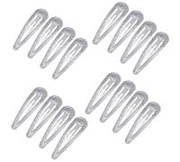 EUZUXU 16 Pièces Barettes Cheveux, Enfant Barrettes à Cheveux en Métal, Snap Barettes BB, Briller Clips à Pression pour Fille Enfant Bébé(Blanc Argenté)