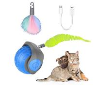 EUZUXU 2025 Jouet pour Chien, Jouet Chat, Jouet Intelligent pour Chat, Jouet Interactif pour Chat, Rechargeable par USB, Balle Interactive pour Chat (Bleu)