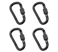 EUZUXU 4 Pièces Mousqueton Tactique, Porte-clés Mousqueton avec Verrouillage à vis, Mousqueton en Alliage d'aluminium, pour Clé, Camping, Randonnée, Extérieur (Noir)