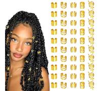 EUZUXU 50 Pièces Bijoux Cheveux Tresse Doré, Bijoux de Cheveux, Accessoires pour Dreadlocks, Bijoux Cheveux Doré, pour Hommes Femmes