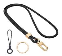EUZUXU Cordon Tour de Cou, Cordon Tour Cou pour Clés, Lanyard Strap Neck, Cordon Tour De Cou Porte-clés Lanière, Nylon Lanières Porte Badge avec Anneau en Métal-Noir
