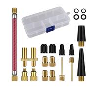 EUZUXU Embout Pompe Velo Ensemble, Kit de Adaptateur de Valve de Vélo DV AV SV, avec Boîte de Rangement, pour Vélo, Pompe à Vélo et Compresseurs Pompes