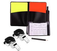 EUZUXU Ensemble de Cartes d'Arbitre de Football, 2 Métal Sifflet Arbitre, Cartons Jaune et Rouge Carton Arbitre Set avec Carte d‘Arbitrage Crayon, pour Sport, Football, Basket-Ball, Arbitre