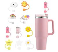 EUZUXU Lot de 10 Capuchons de Paille en Silicone Réutilisables, pour Toutes Les Pailles de 10 mm, Accessoires de Tasse