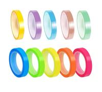 EUZUXU Lot de 10 Rouleaux de Notes Autocollantes Transparentes, Bandes Adhésives Fluorescentes, Rouleaux de Rubans Adhésifs Fluorescents Amovibles, pour Enseignants, étudiants, Bureau, 6mm x 5m