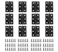 EUZUXU Lot de 12 Charnières Pliables 44 mm × 32 mm, Charnière Inox, Paumelles de Porte, Charnières de Porte Pliantes, Charnière de Porte, Armoires avec 72 vis