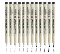 EUZUXU Micron Lot de 12 Feutres Fins Noirs, Crayons à Encre imperméables pour Croquis, Feutres pour Artistes, Dessin Technique, Pour Adultes Peinture Journal Livre de Coloriage Stylos