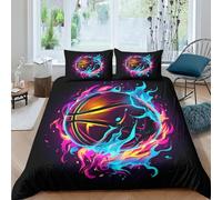 EUZZDHESP 3D, Imprimé Basketball Parure De Lit Microfibre Super Douce Et Respirante Housse De Couette 3 Pièces Et Taie d'oreiller King（220x240cm）