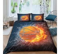 EUZZDHESP 3D, Imprimé Basketball Parure De Lit Microfibre Super Douce Et Respirante Set De Housse De Couette 3 Pièces Et Taie d'oreiller Double（200x200cm）