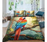 EUZZDHESP 3D, Imprimé Colored Le Perroquet Parure De Lit Microfibre Super Douce Et Respirante Housse De Couette 3 Pièces Et Taie d'oreiller Double（200x200cm）