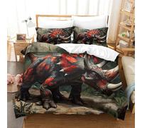 EUZZDHESP 3D, Imprimé Dinosaures Ensemble De Literie Microfibre Super Douce Et Respirante Sets De Housses De Couettes 3 Pièces avec Taies d'oreiller Super King(260x220cm)