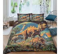 EUZZDHESP 3D, Imprimé Dinosaures Ensemble De Literie Microfibre Super Douce Et Respirante Sets De Housses De Couettes 3 Pièces Et Taie d'oreiller King（220x240cm）