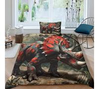 EUZZDHESP 3D, Imprimé Dinosaures Literie en Microfibre Super Douce Et Respirante Housse De Couette 3 Pièces avec Taies d'oreiller Single（135x200cm）