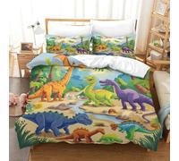 EUZZDHESP 3D, Imprimé Dinosaures Literie en Microfibre Super Douce Et Respirante Set De Housse De Couette 3 Pièces Et Taie d'oreiller Super King（260x220cm）