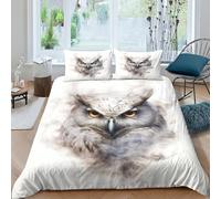 EUZZDHESP 3D, Imprimé La Chouette Parure De Lit Microfibre Super Douce Et Respirante Housse De Couette 3 Pièces Et Taie d'oreiller King（220x240cm）