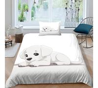 EUZZDHESP 3D, Imprimé Le Chien Ensemble De Literie avec Microfibre Super Douce Et Respirante Housses De Couettes 3 Pièces avec Taies d'oreiller Single（135x200cm）