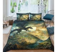 EUZZDHESP 3D, Imprimé Le Dragon Parure De Lit Microfibre Super Douce Et Respirante Sets De Housses De Couettes 3 Pièces avec Taies d'oreiller King（220x240cm）