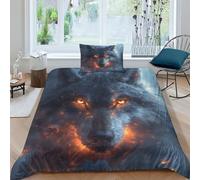 EUZZDHESP 3D, Imprimé Le Loup Literie en Microfibre Super Douce Et Respirante Set De Housse De Couette 3 Pièces Et Taie d'oreiller Single(135x200cm)