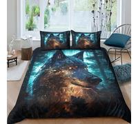 EUZZDHESP 3D, Imprimé Le Loup Parure De Lit Microfibre Super Douce Et Respirante Set De Housse De Couette 3 Pièces avec Taies d'oreiller Double（200x200cm）