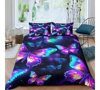 EUZZDHESP 3D, Imprimé Papillons Literie en Microfibre Super Douce Et Respirante Set De Housse De Couette 3 Pièces Et Taie d'oreiller King(220x240cm)