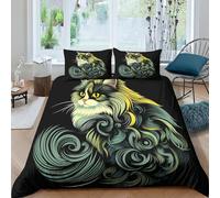 EUZZDHESP 3D, Imprimé Persian Le Chat Ensemble De Literie Microfibre Super Douce Et Respirante Housse De Couette 3 Pièces avec Taies d'oreiller Double（200x200cm）