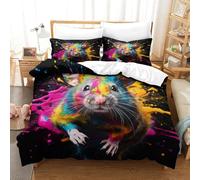 EUZZDHESP 3D, Imprimé Souris Literie en Microfibre Super Douce Et Respirante Housses De Couettes 3 Pièces Et Taie d'oreiller Super King（260x220cm）