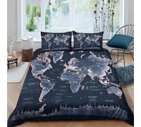 EUZZDHESP Imprimé 3D Carte Parure De Lit Microfibre Super Douce Et Respirante Housse De Couette 3 Pièces avec Taies d'oreiller King（220x240cm）