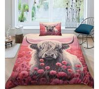 EUZZDHESP Imprimé 3D High -Mortar Vaches laitières Ensemble De Literie avec Microfibre Super Douce Et Respirante Set De Housse De Couette 3 Pièces Et Taie d'oreiller Single（135x200cm）