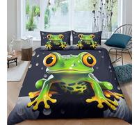 EUZZDHESP Imprimé 3D La Grenouille Literie en Microfibre Super Douce Et Respirante Set De Housse De Couette 3 Pièces Et Taie d'oreiller King（220x240cm）