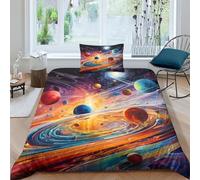 EUZZDHESP Imprimé 3D La planète Parure De Lit Microfibre Super Douce Et Respirante Housse De Couette 3 Pièces Et Taie d'oreiller Single(135x200cm)