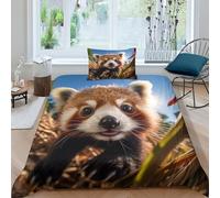 EUZZDHESP Imprimé 3D Panda Roux Parure De Lit Microfibre Super Douce Et Respirante Set De Housse De Couette 3 Pièces avec Taies d'oreiller Single（135x200cm）