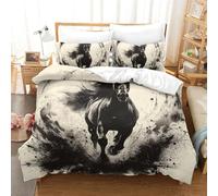 EUZZDHESP Le Cheval 3D Imprimée Literie Parure De 3Pcs Microfibre Sets Housse De Couette avec Taie d'oreiller Enfants Adolescents avec Fermeture Éclair King(220x240cm)