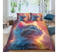 EUZZDHESP Sets Housse De Couette avec Fermeture Éclair Ensemble De Literie Cute Cat 3D Imprimé Imprimé Ensemble De Et Taie d'oreiller