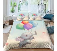 EUZZDHESP Sets Housse De Couette avec Fermeture Éclair Ensemble De Literie Elephant 3D Motif Imprimé Imprimé Et Taie d'oreiller pour Adultes Enfants Filles Kids Double（200x200cm）