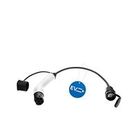 EV + Adaptateur Chargeur Voiture Électrique Schuko à IEC 62196 Type 2 Adaptateur de Câble de Véhicule Électrique, Connecteur de Câble pour Voiture Électrique, 1-Phase 16A (3,6kW) Noir/Blanc