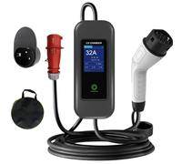 EV Charger Type 2 to CEE Plug 22KW 3 phases courant réglable 8-32A câble de recharge murale Type 2 avec affichage LED retard de minuterie 1-10 heures et sac pour chargeur de voiture électrique,10m