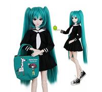EVA BJD Poupée SD 1/3 de 61 cm avec balle articulée - Poupée BJD + maquillage + ensemble complet d'uniforme scolaire pour filles (cheveux verts)