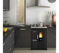 EVA CALOR - STUFA CUCINA A PELLET NINA INCASSO NERO PIASTRA METALLO 8 KW - 31432