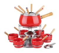 Eva Collection Set Fondue Rouge 23 Pièces Acier Inoxydable Set De 6 Gens